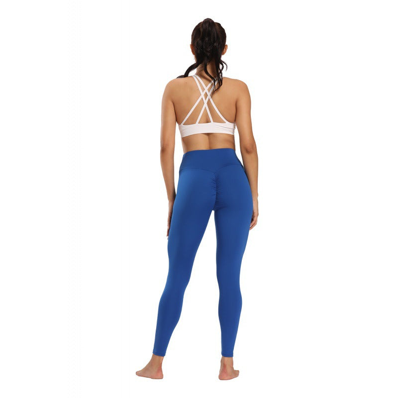 Women's Stitching Slim Peach Yoga Pants Fitness Exercise Leggings