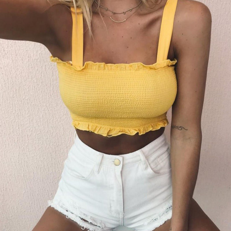 Bow Tie Strap Crop Tank Top Elastic Camis