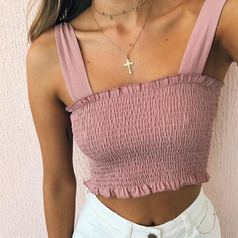 Bow Tie Strap Crop Tank Top Elastic Camis