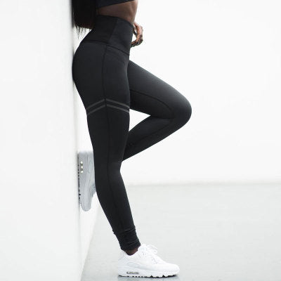 Digital Double Loop Print Hip Lifting Elastic High Waist Women's Leggings