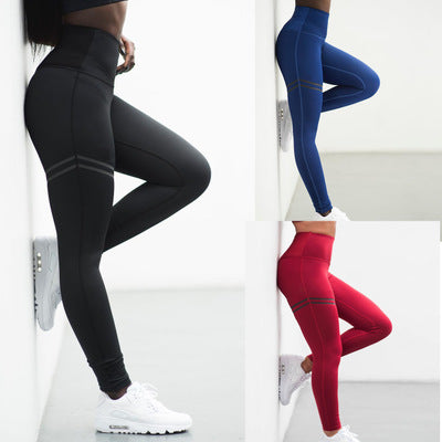 Digital Double Loop Print Hip Lifting Elastic High Waist Women's Leggings