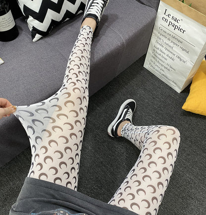 Moon print mesh leggings