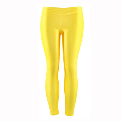 Summer New Low Waist Stretch slim gloss trousers thin candy color