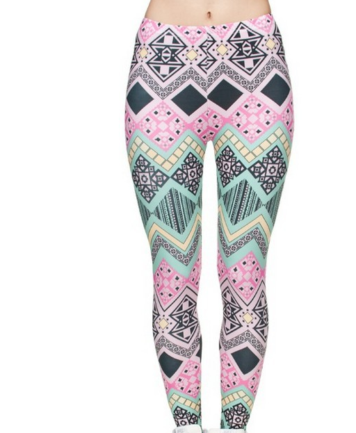 Printed thin pencil feet pants stretch big ladies yoga pants leggings