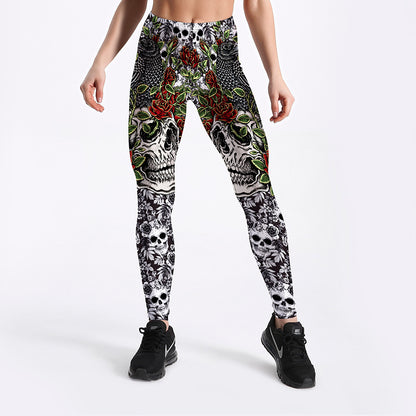 RosesSkulls YogaWorkout Leggings