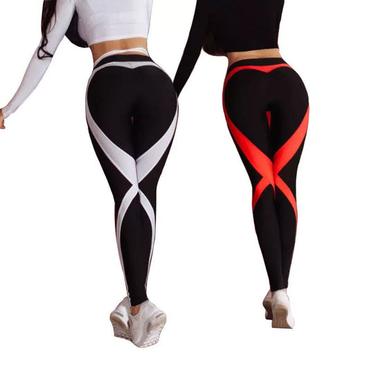 Amazon hot style red and white stripes x fitness yoga leggings