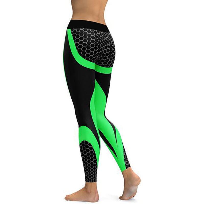 Geometric Honeycomb Digital Printing Pants, Yoga Pants, Sports Pants