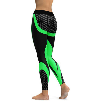 Geometric Honeycomb Digital Printing Pants, Yoga Pants, Sports Pants