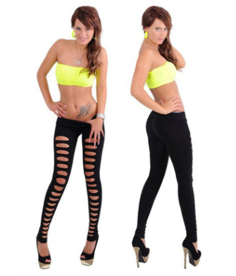 Front hole seamless leggings female was thin solid color stretch tights