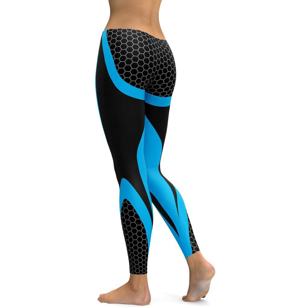 Geometric Honeycomb Digital Printing Pants, Yoga Pants, Sports Pants