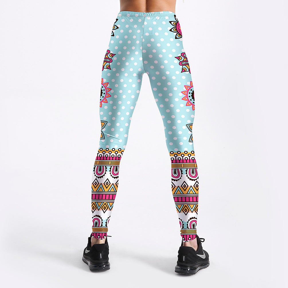 Star Mandala Turquoise Yoga Workout Leggings