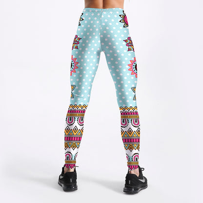 Star Mandala Turquoise Yoga Workout Leggings