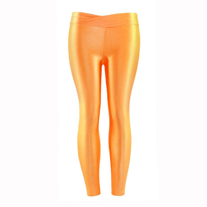 Summer New Low Waist Stretch slim gloss trousers thin candy color