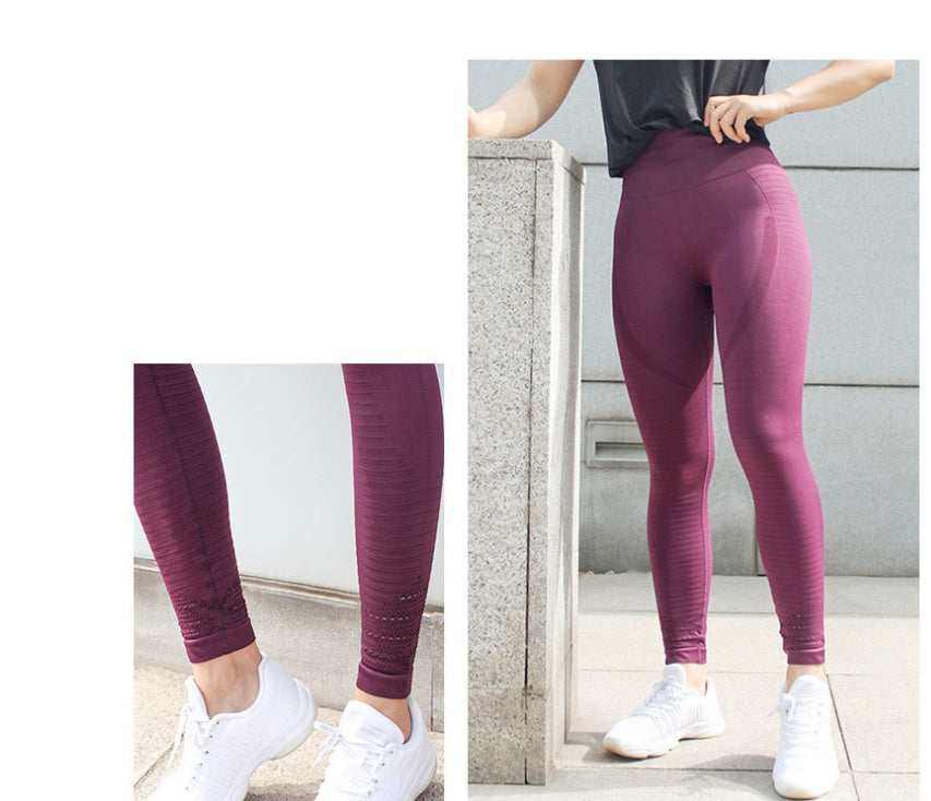 New yoga pants women tight elastic high waist running peach