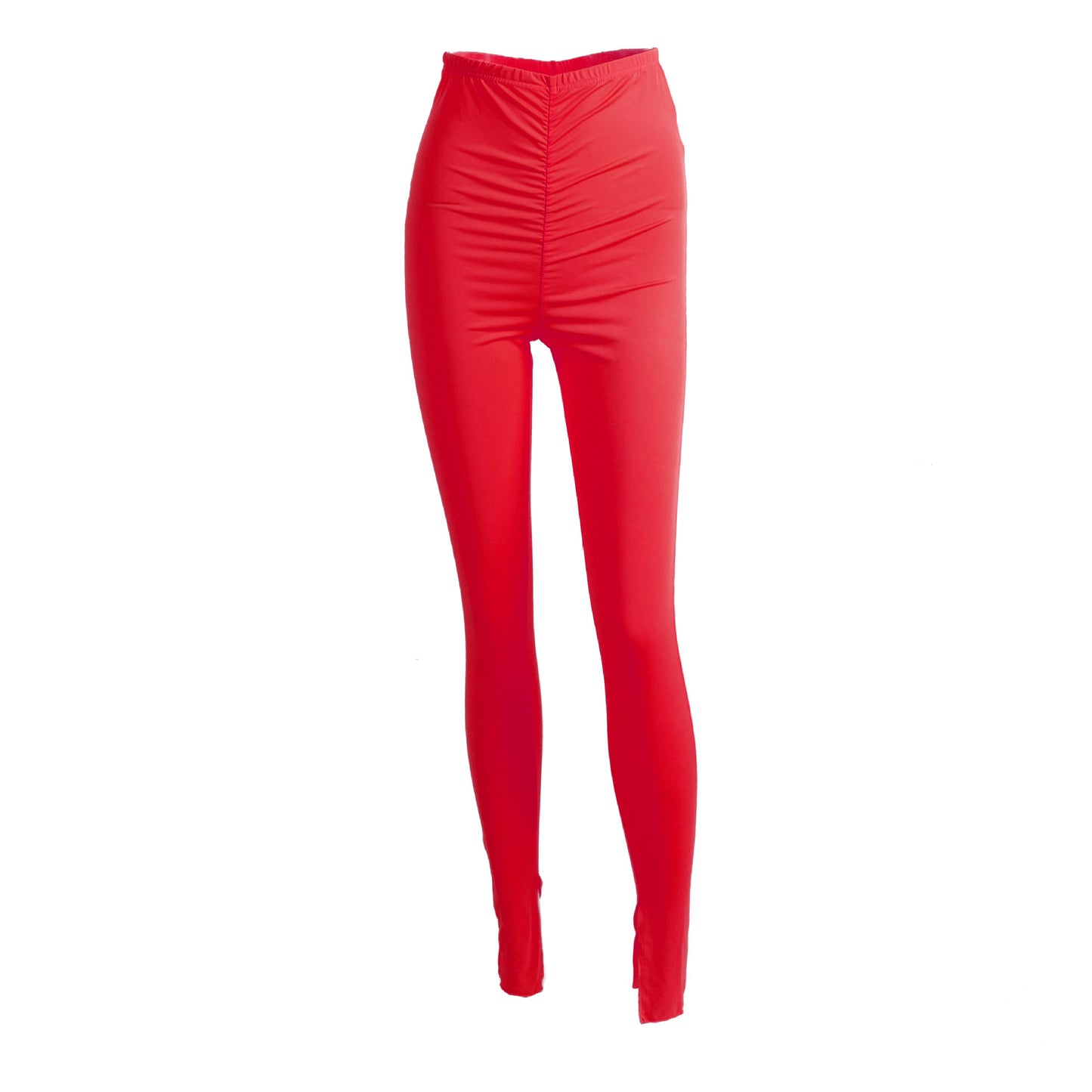 Solid color pleated leggings