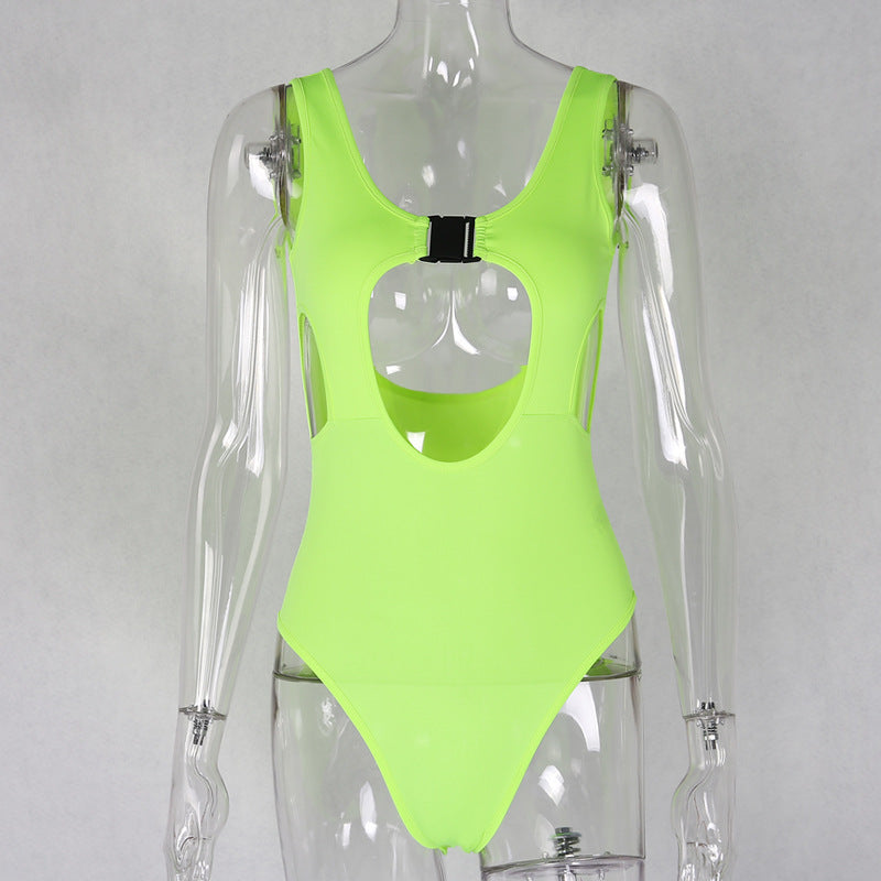 Fluorescent Pullover Schoolbag Buckle Bodysuit