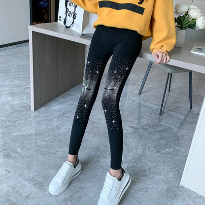 Shiny Rhinestone Leggings For Women