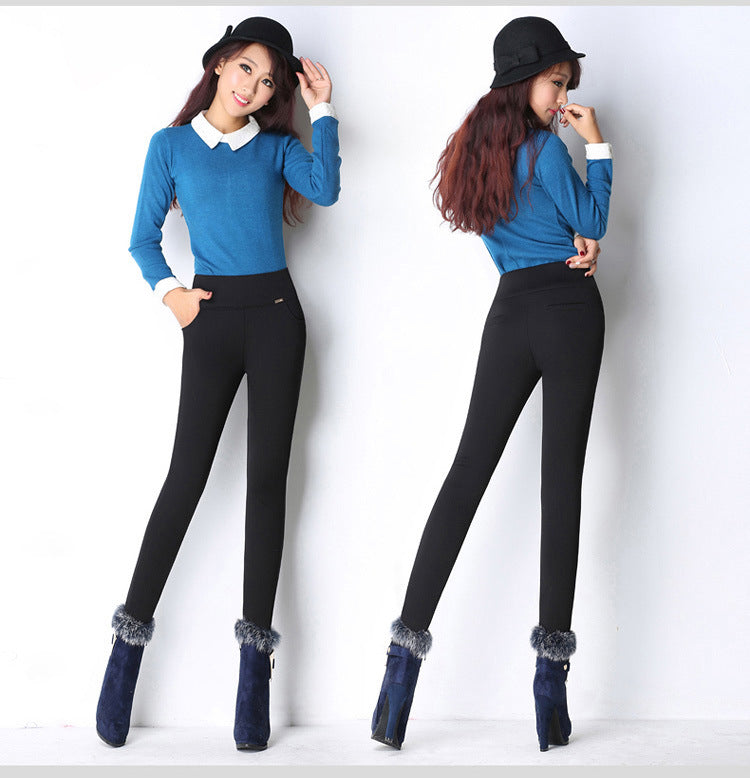 High waist and velvet padded leggings