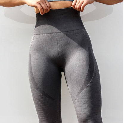 New yoga pants women tight elastic high waist running peach