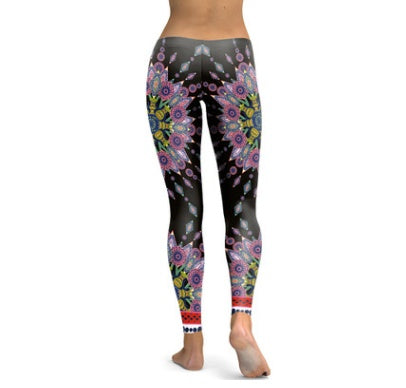 Pink Starburst Mandala Flower Yoga/Workout Leggings