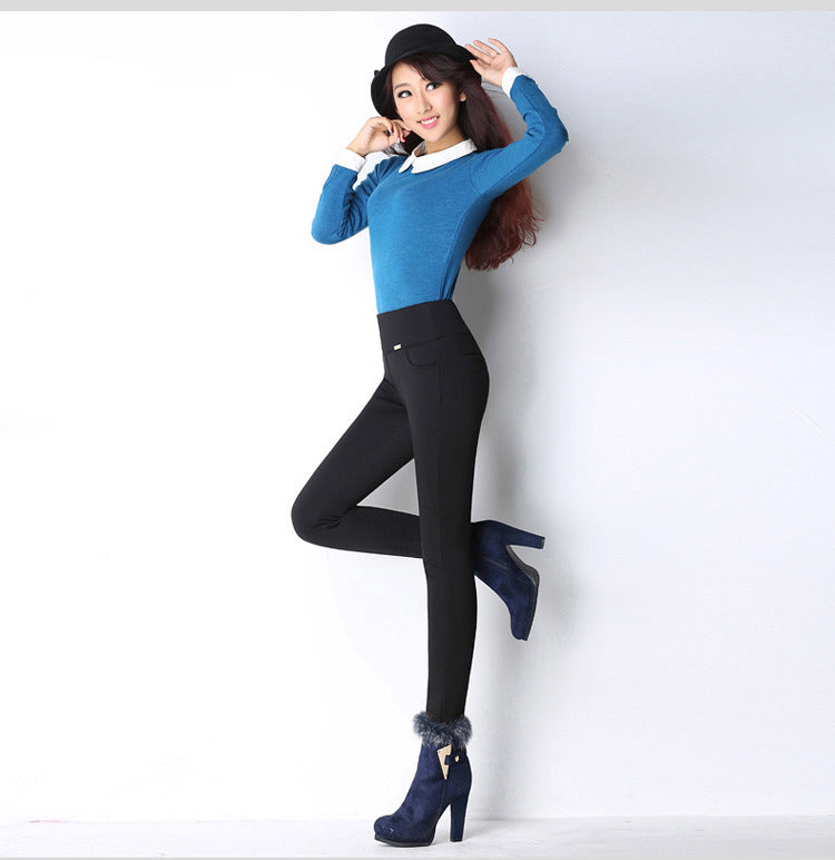 High waist and velvet padded leggings