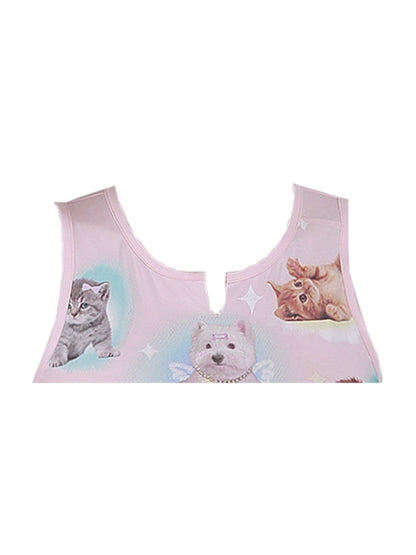 Women's Fashion Tops Dog Printed Camisole