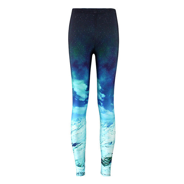 Women Hot Leggings Digital Print Ice and Snow