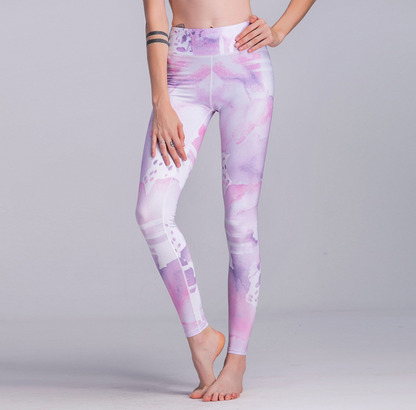 Hot ink printing sports leggings fashion tight yoga pants stretch fitness