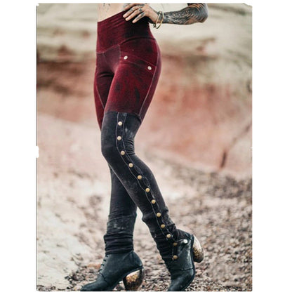 Printed high-waist distressed women's trousers