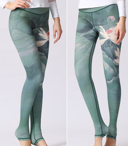 European and American yoga pants women's high waist print foot pants