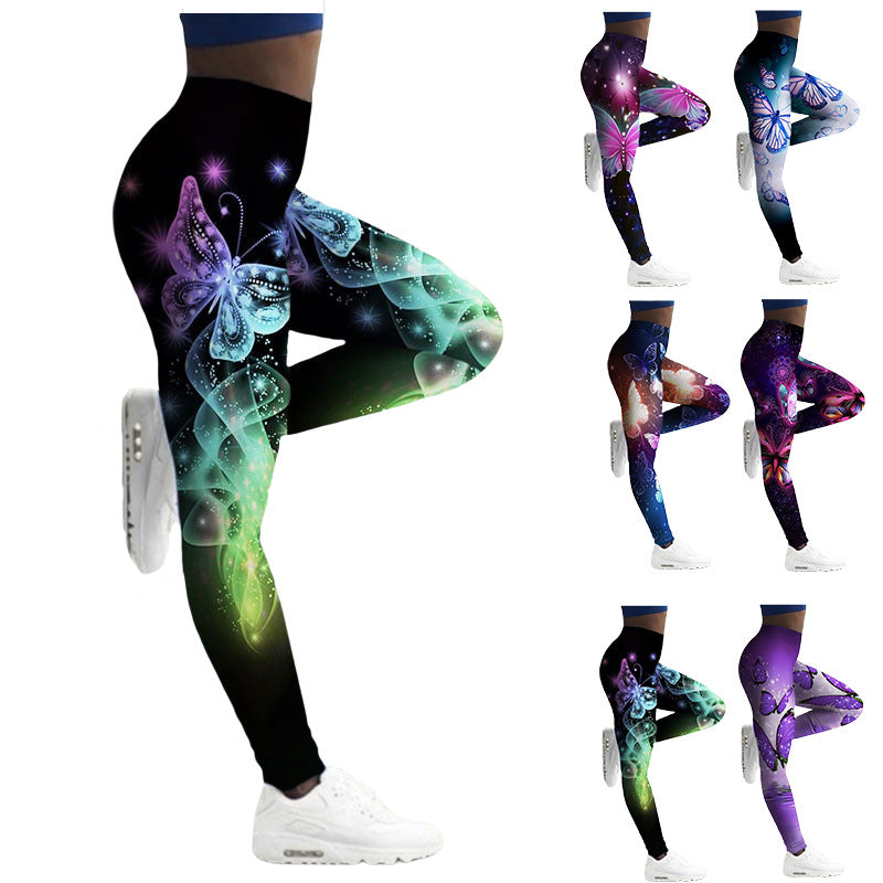 Women's Leggings Fitness Breathable Skinny Butterfly Printed Yoga Pants