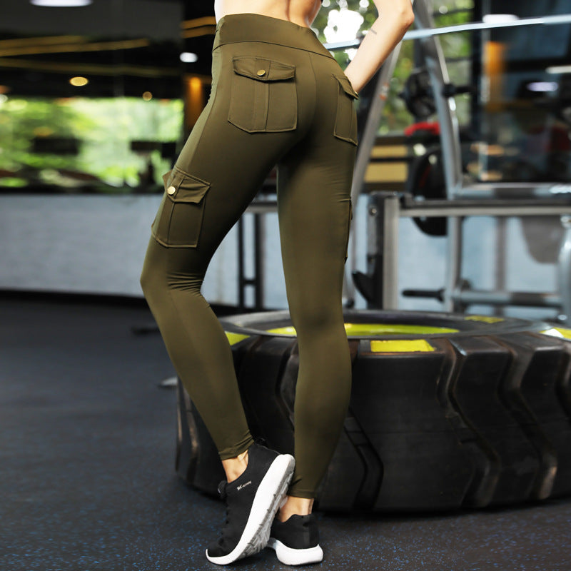 Military wind peach hip yoga pants