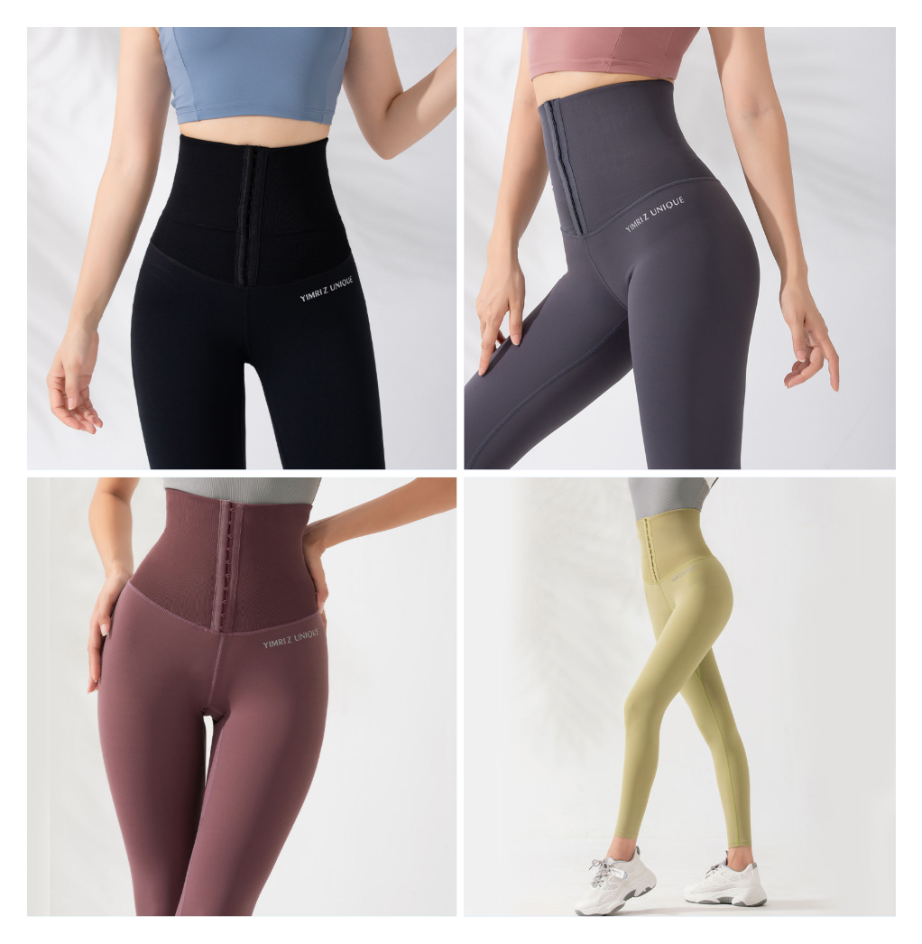 High waist breasted belly fitness pants women's outer wear breasted body shaping yoga pants