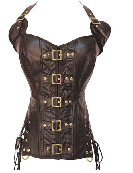 Punk PU corset leather halter corset