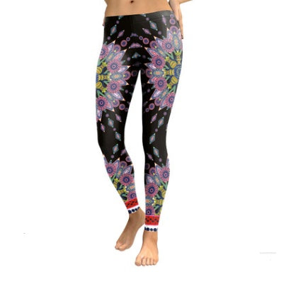 Pink Starburst Mandala Flower Yoga/Workout Leggings