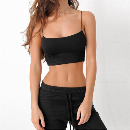 Summer Sexy Female Crop Tops 95% Cotton Women Sleeveless Straps