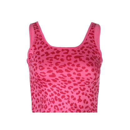 Leopard print skinny sports tank