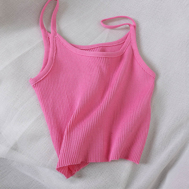 Women's Solid Color Knitted Camisole Top