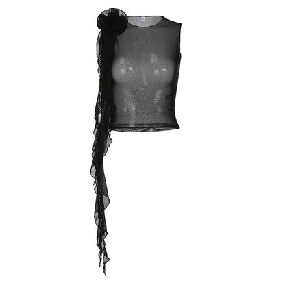 Niche Design With Wooden Ear Edge Streamers And Solid Mesh Perspective Vest