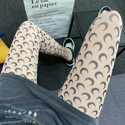 Moon print mesh leggings