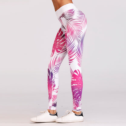 Leaves cropped pants women's fashion sports leggings