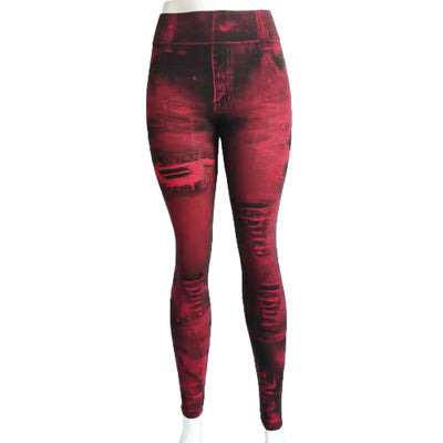 Women's Super Elastic 9-point Denim Leggings