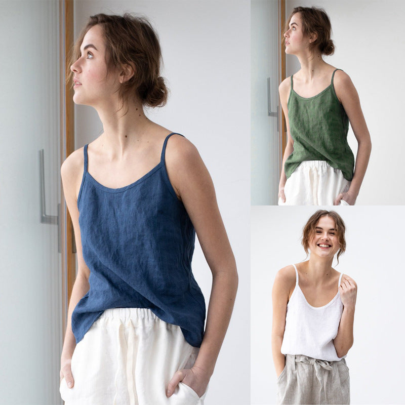 High Quality Imitation Cotton And Linen Camisole Top