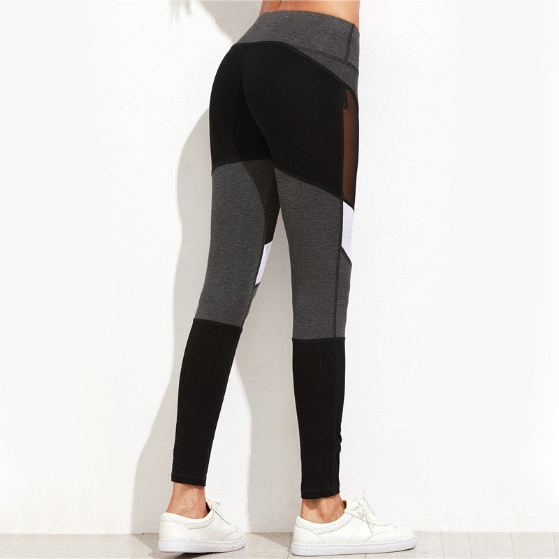 Quick-drying mesh yoga stitching mesh slim yoga pants