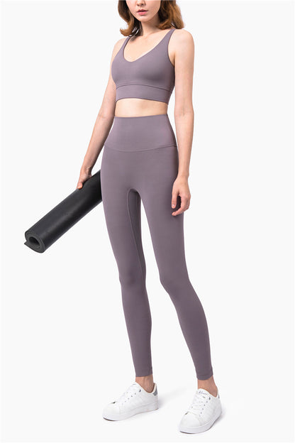 High Waist No T Tipped Thin Anti-Rolling Peach Leggings