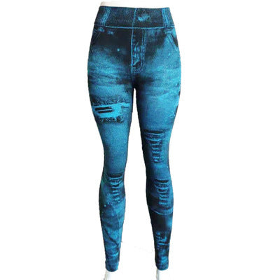 Women's Super Elastic 9-point Denim Leggings