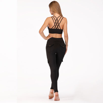 Military wind peach hip yoga pants