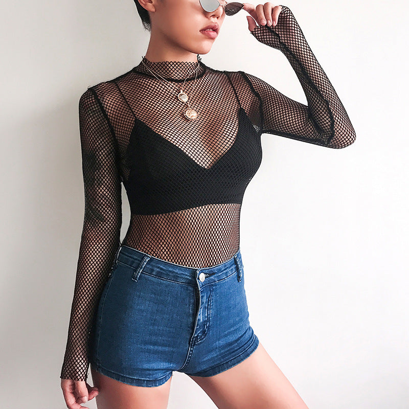 HOLLOW OUT PARTY MESH BODYSUIT