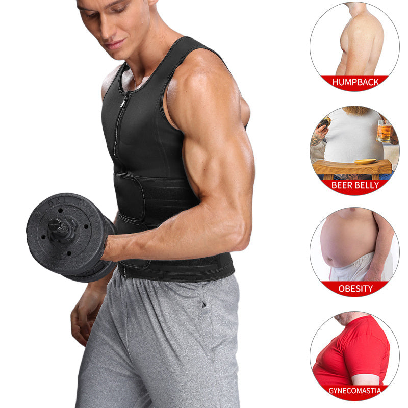 Fitness Men Shapewear Sauna Vest Waist Trainer Double Belt Sweat