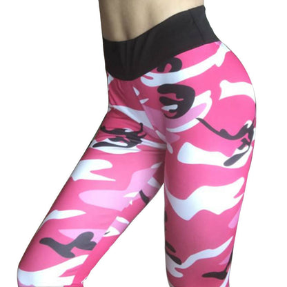 Hips high waist camouflage stitching slim yoga seven points bottoming pencil pants